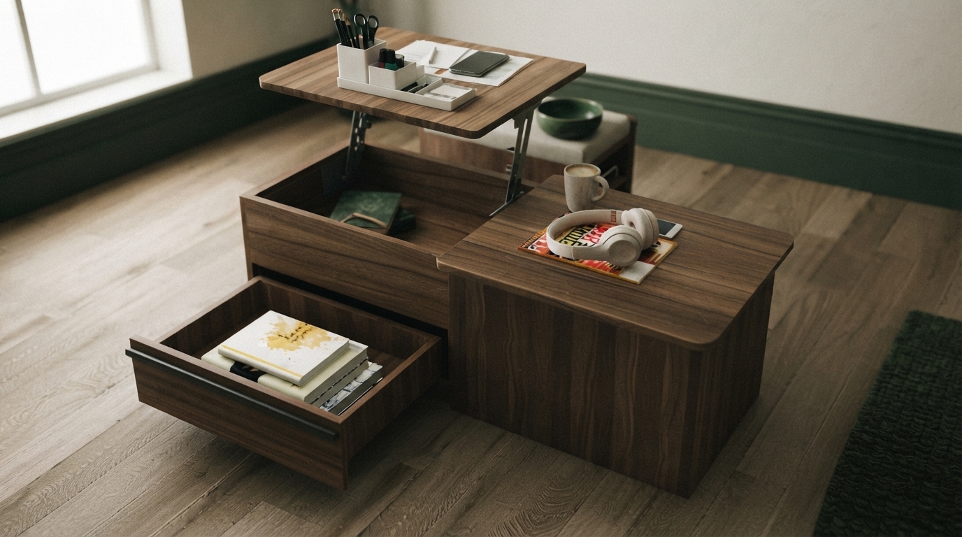 Editorial illustration for Five Multi-Functional Furniture Types That Solve a Small Home's Biggest Space Problems