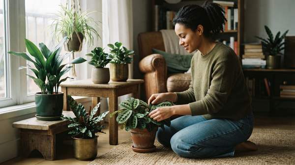 Editorial illustration for Five Pet-Safe Houseplants You Can Actually Keep Alive, Sorted by Your Home's Light