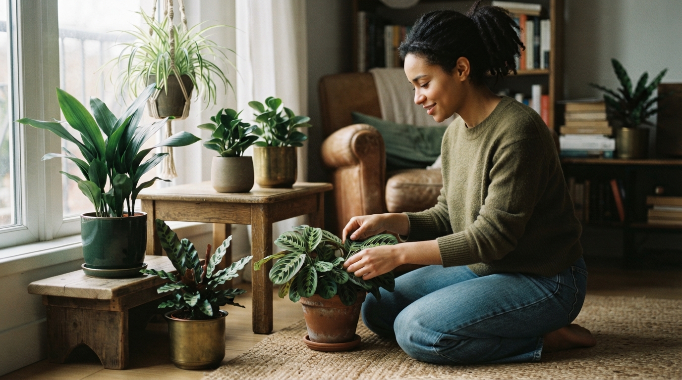 Editorial illustration for Five Pet-Safe Houseplants You Can Actually Keep Alive, Sorted by Your Home's Light
